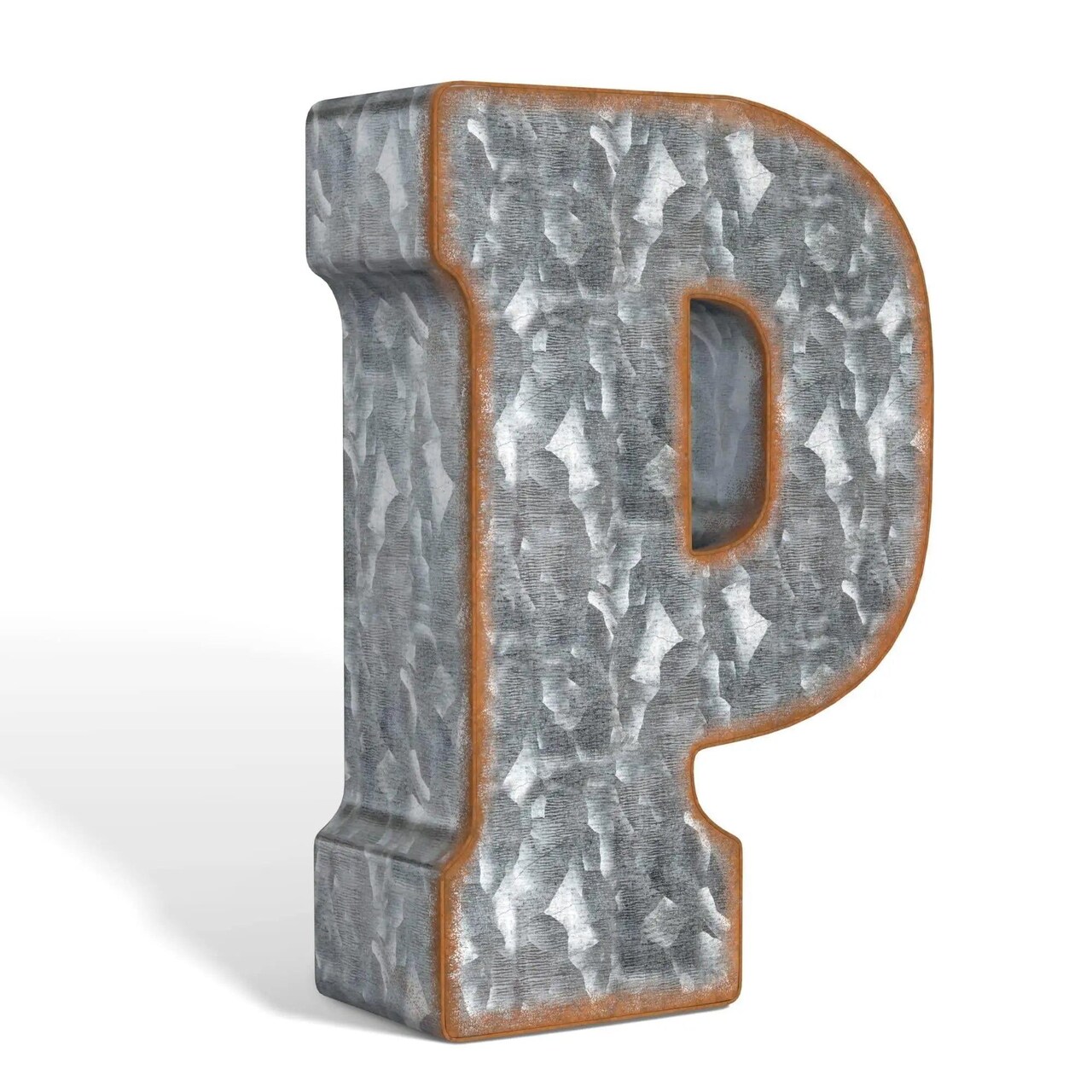 Galvanized Metal Letters for Wall Decor 3D Letter P for Hanging or Freestanding Unique Blend of Rustic Vintage Western and Industrial Styles Fits for Living Room Lobby Kitchen Bedroom Decoration